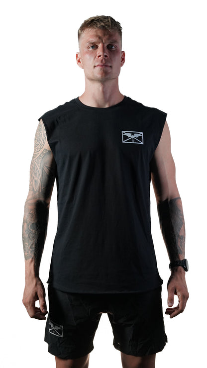 Greenlight Fitness Ärmelloses T-Shirt "Militärisches Symbol" - Schwarz / Weiß
