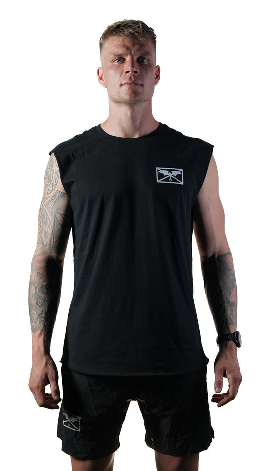 Greenlight Fitness Ärmelloses T-Shirt "Militärisches Symbol" - Schwarz / Weiß