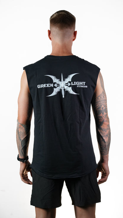 Greenlight Fitness Ärmelloses T-Shirt "Militärisches Symbol" - Schwarz / Weiß