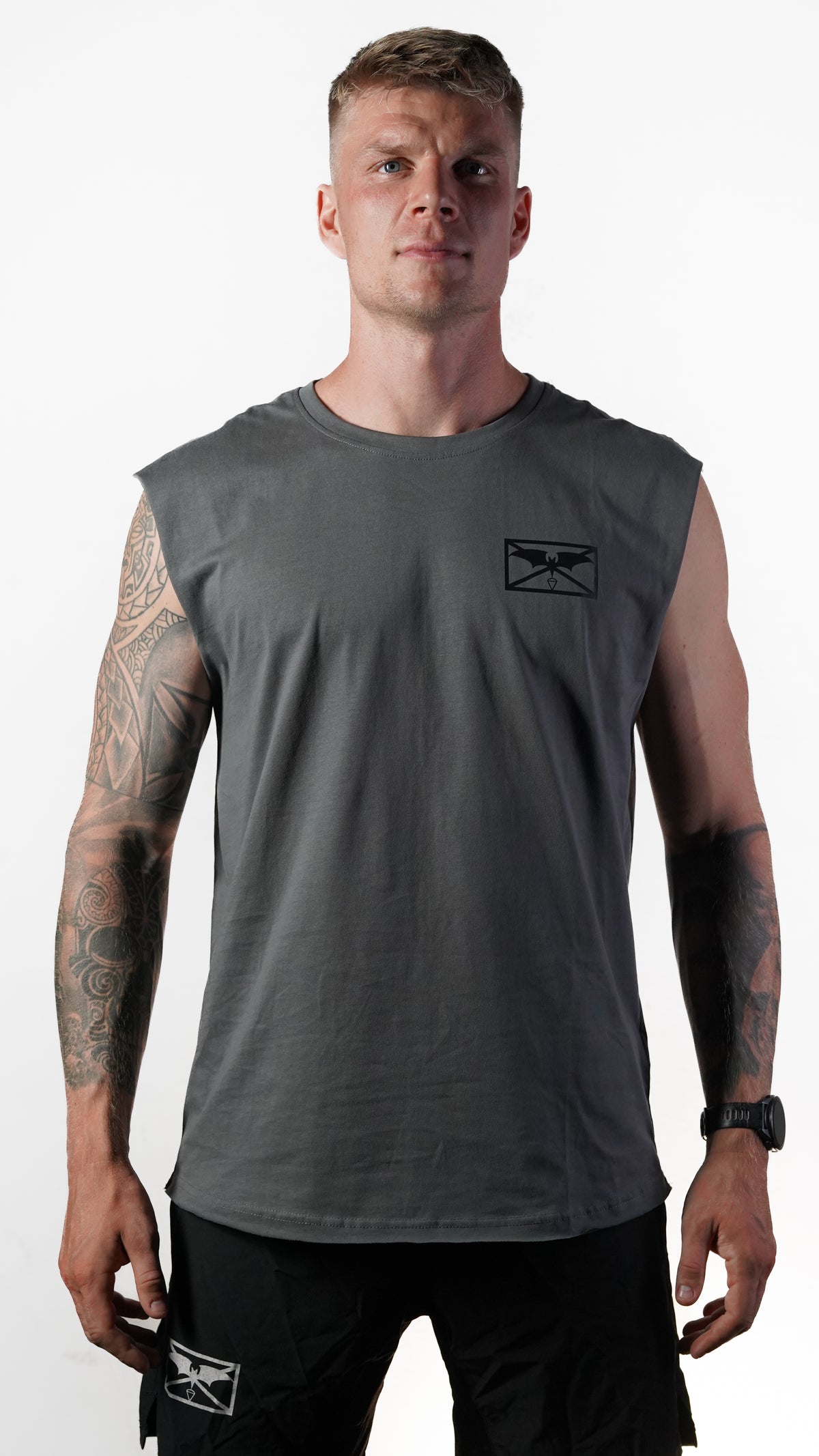 Greenlight Fitness Ärmelloses T-Shirt – Grau / Schwarz
