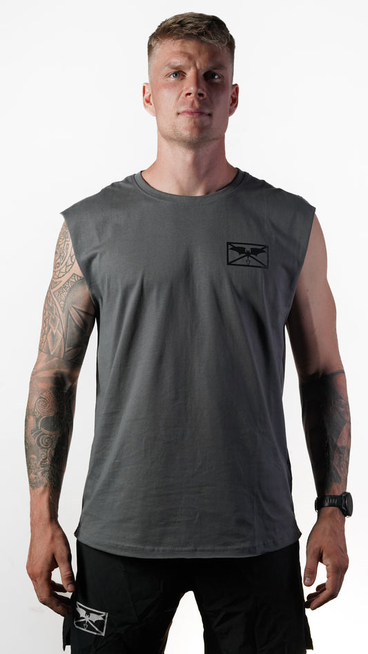 Greenlight Fitness Ärmelloses T-Shirt – Grau / Schwarz