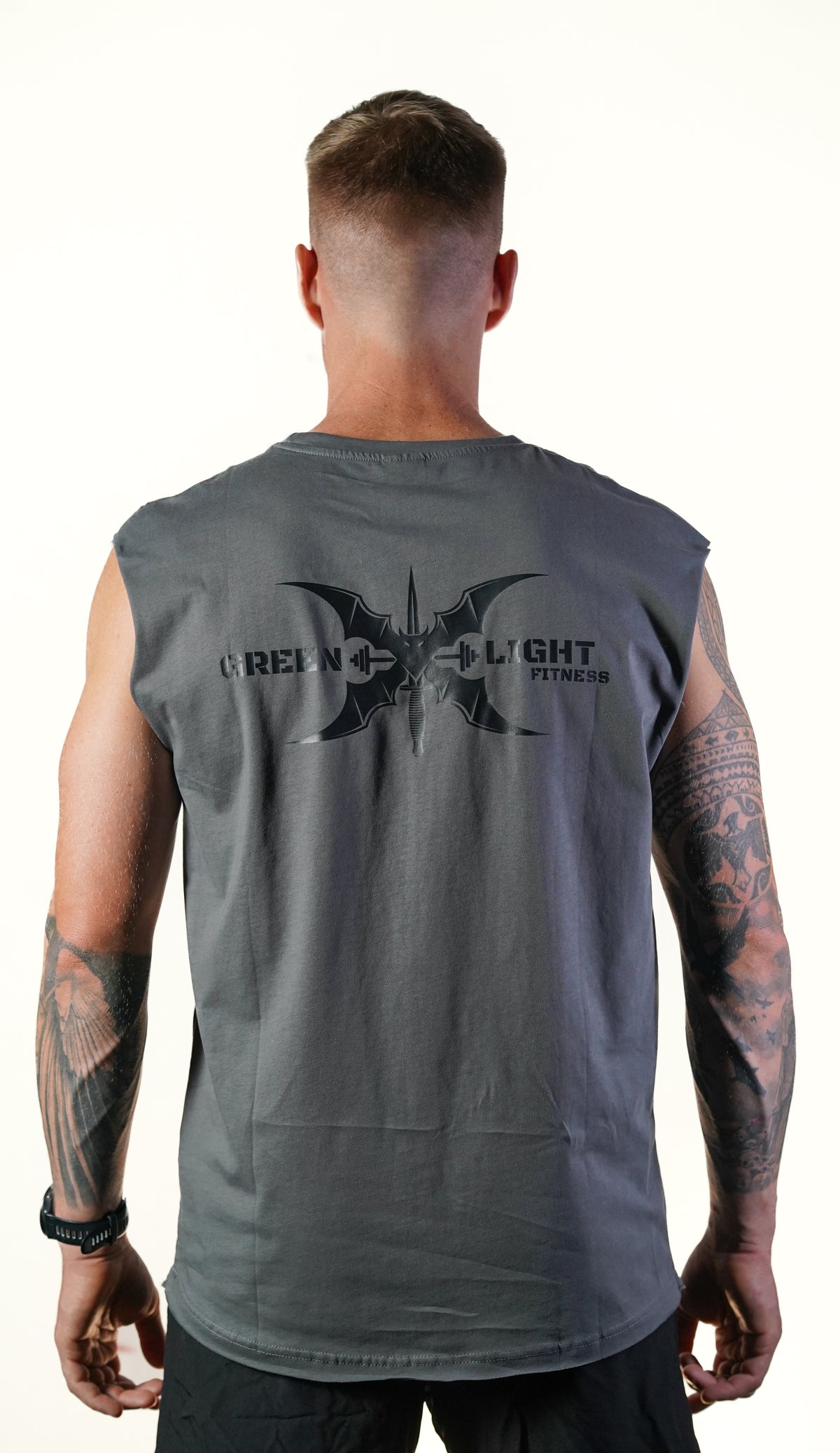 Greenlight Fitness Ärmelloses T-Shirt – Grau / Schwarz