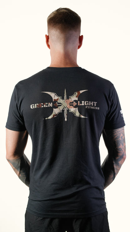 Greenlight Fitness T-Shirt – Schwarz / Tarnmuster