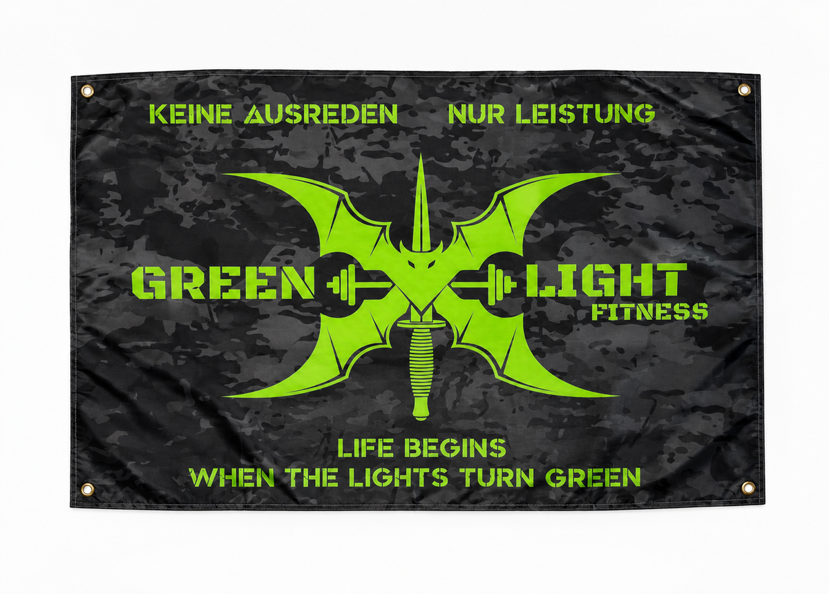 Greenlight Fitness Flagge - Black Multicam / Grün 60 x 90 cm